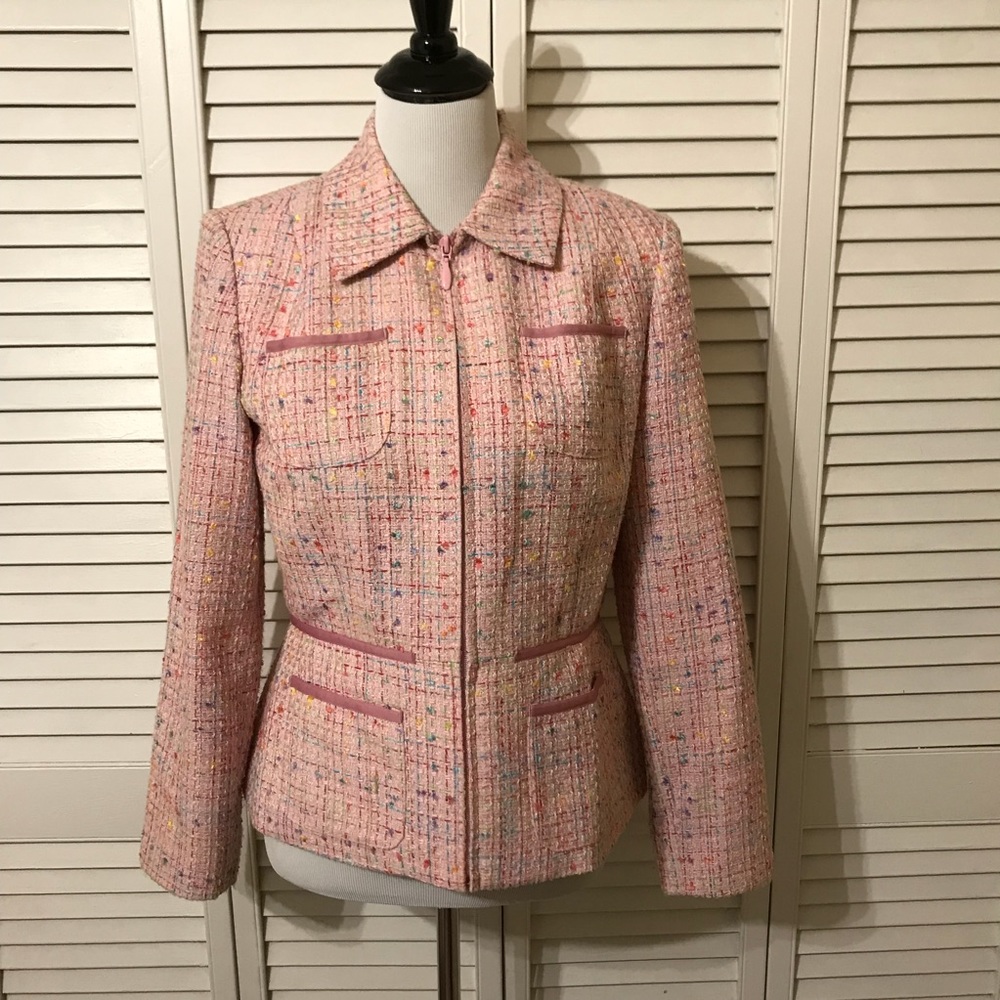CAbi Pink Tweed Jacket / Blazer Size 8